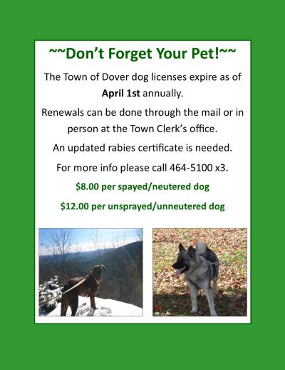 Dover Dog License Renewals